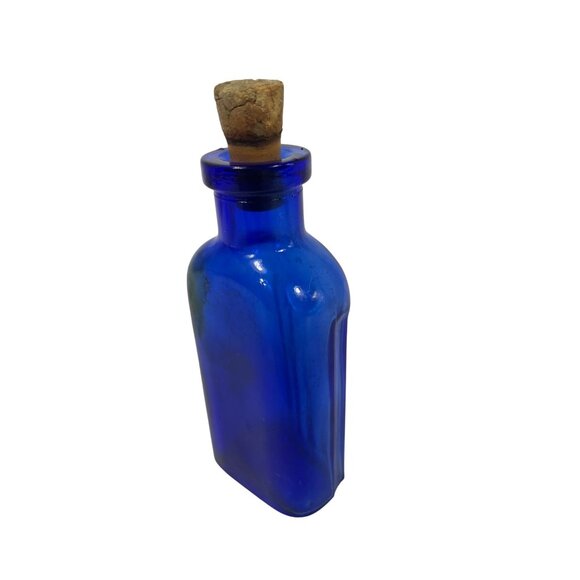 Ribbed Cobalt Poison Bottle Antique Blue American 1 Ounce Poison Bottle with Cor - Picture 11 of 11